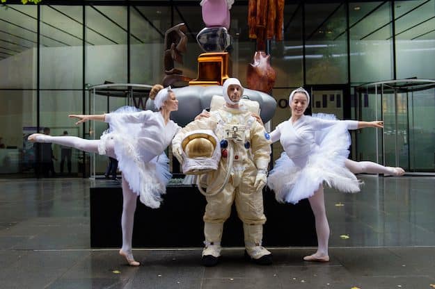 HELs brand event with an astronaut and ballerinas