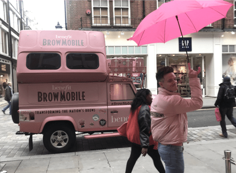 the brow-mobile at Look Good, Feel Better charity Event